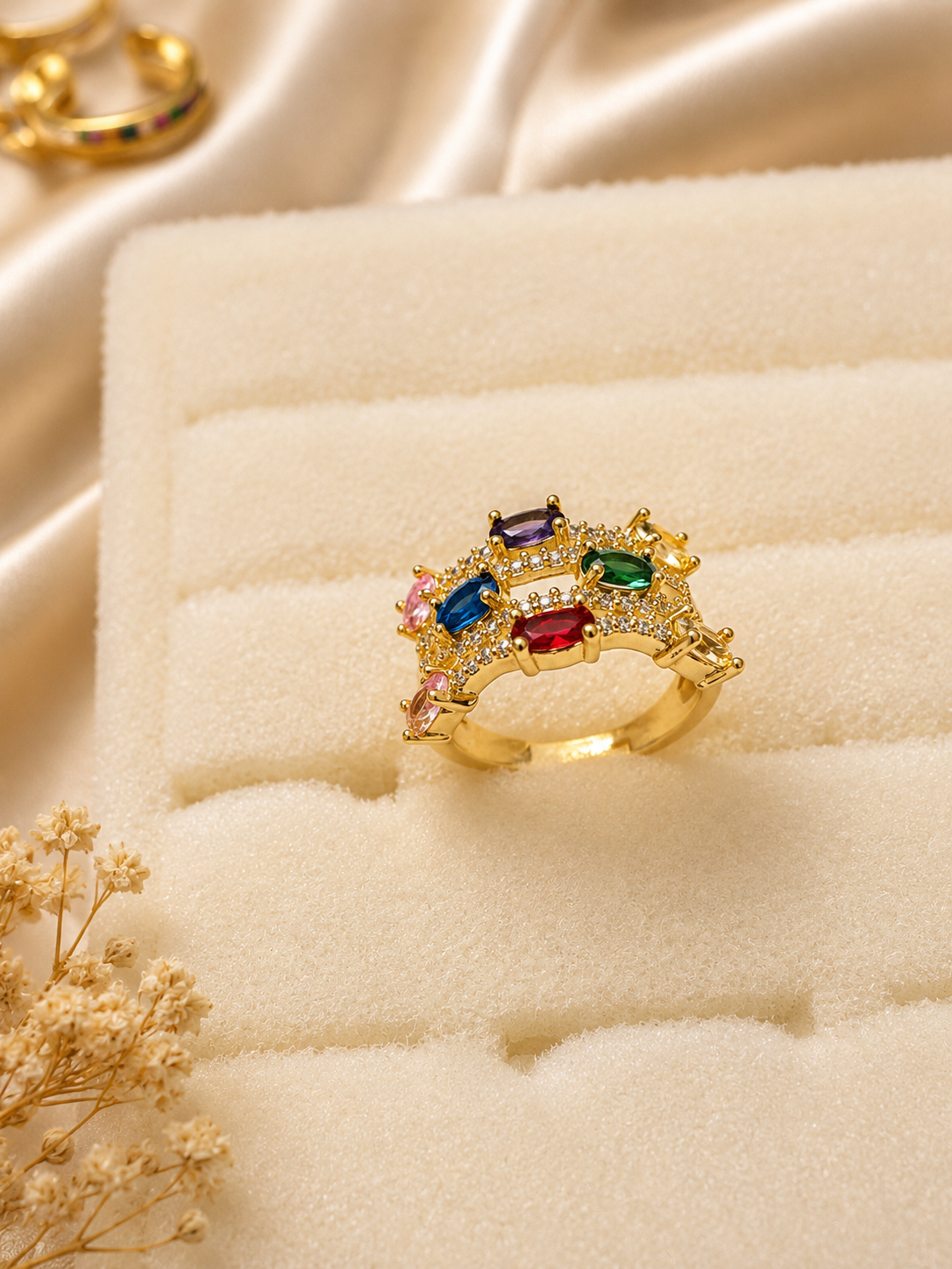 Gemstone Glow Adjustable Ring