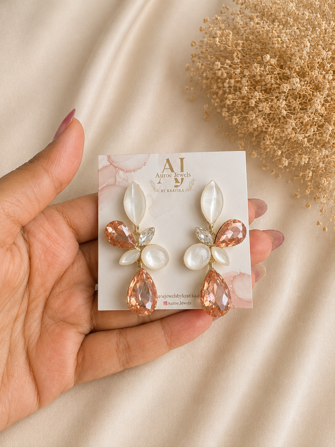 Peach Pearl Bloom Earrings