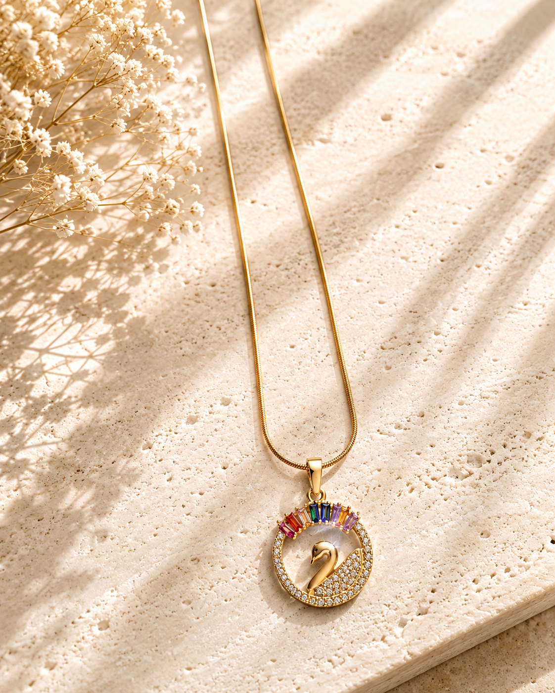 Rainbow Swan Necklace