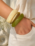 Olive Aura Bangle Stack