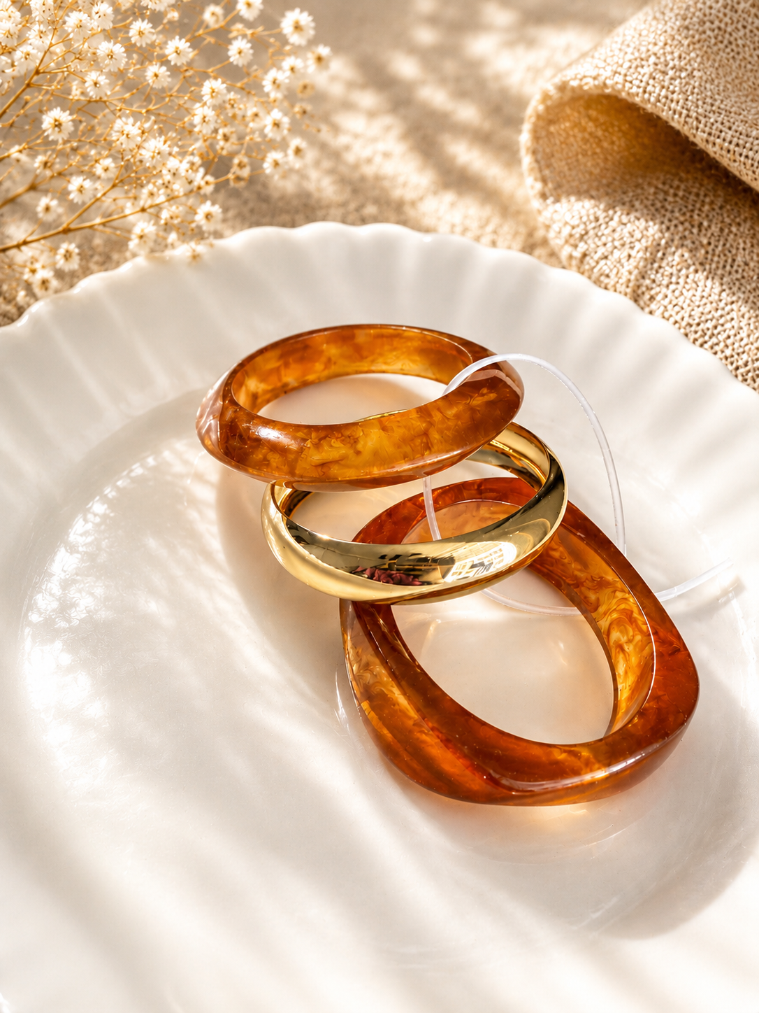 Resin & Gold Bangle Stack