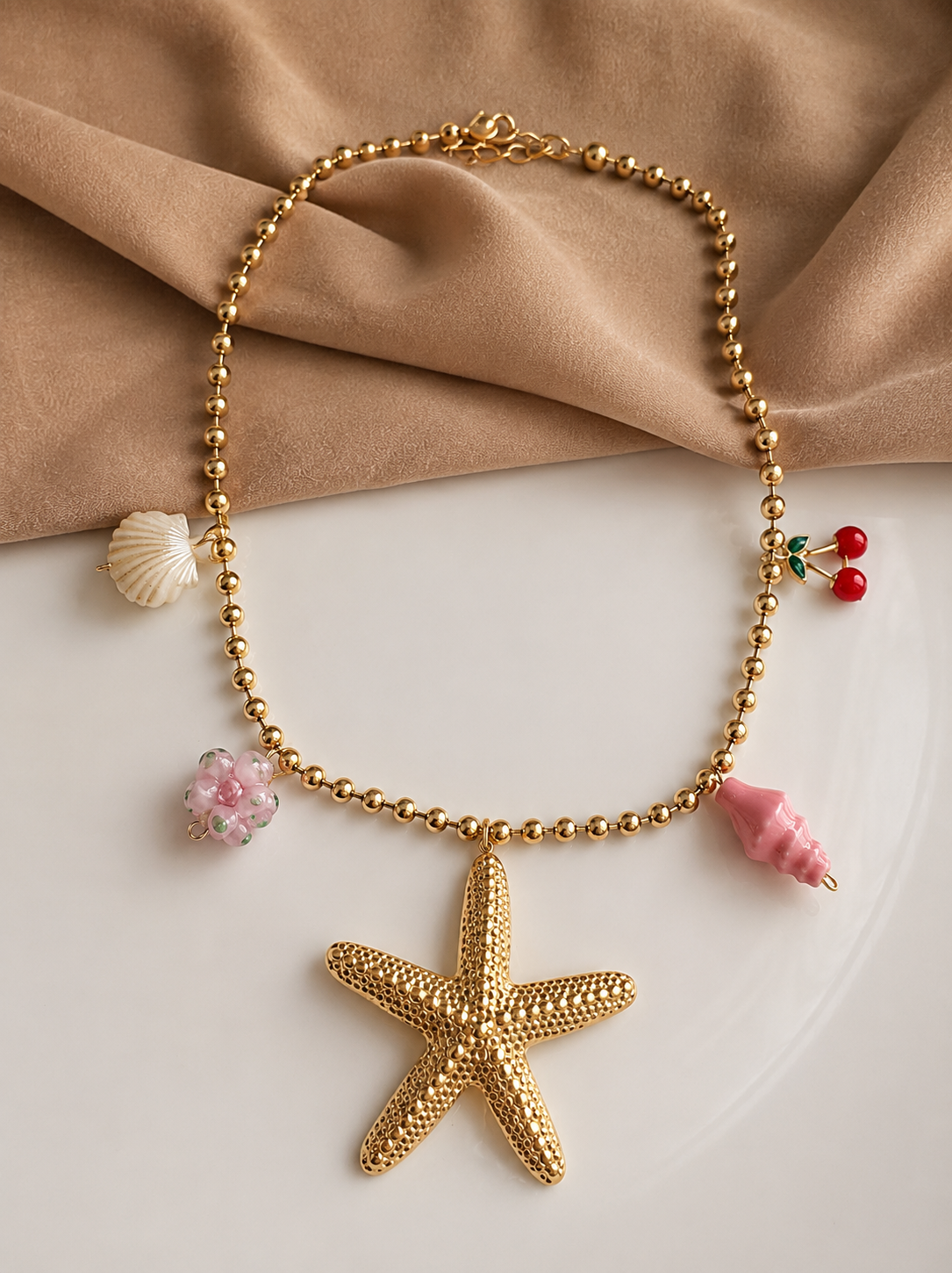 Golden Starfish Charm Necklace