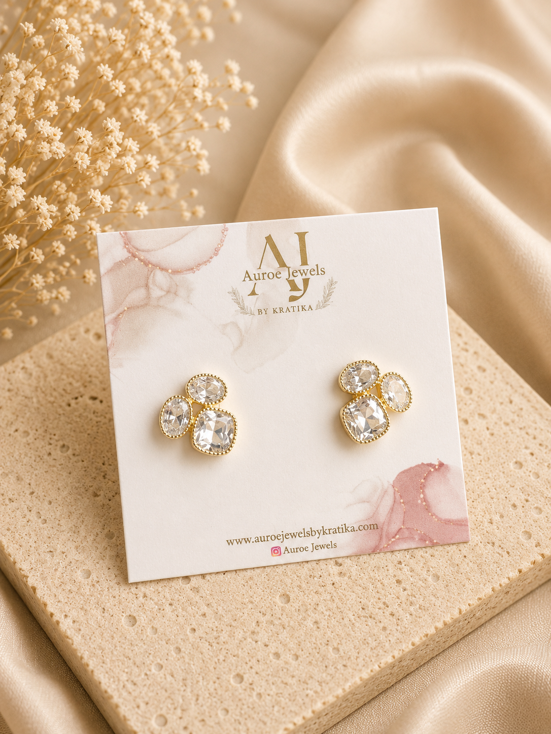 Aurora Crystal Trio Stud Earrings