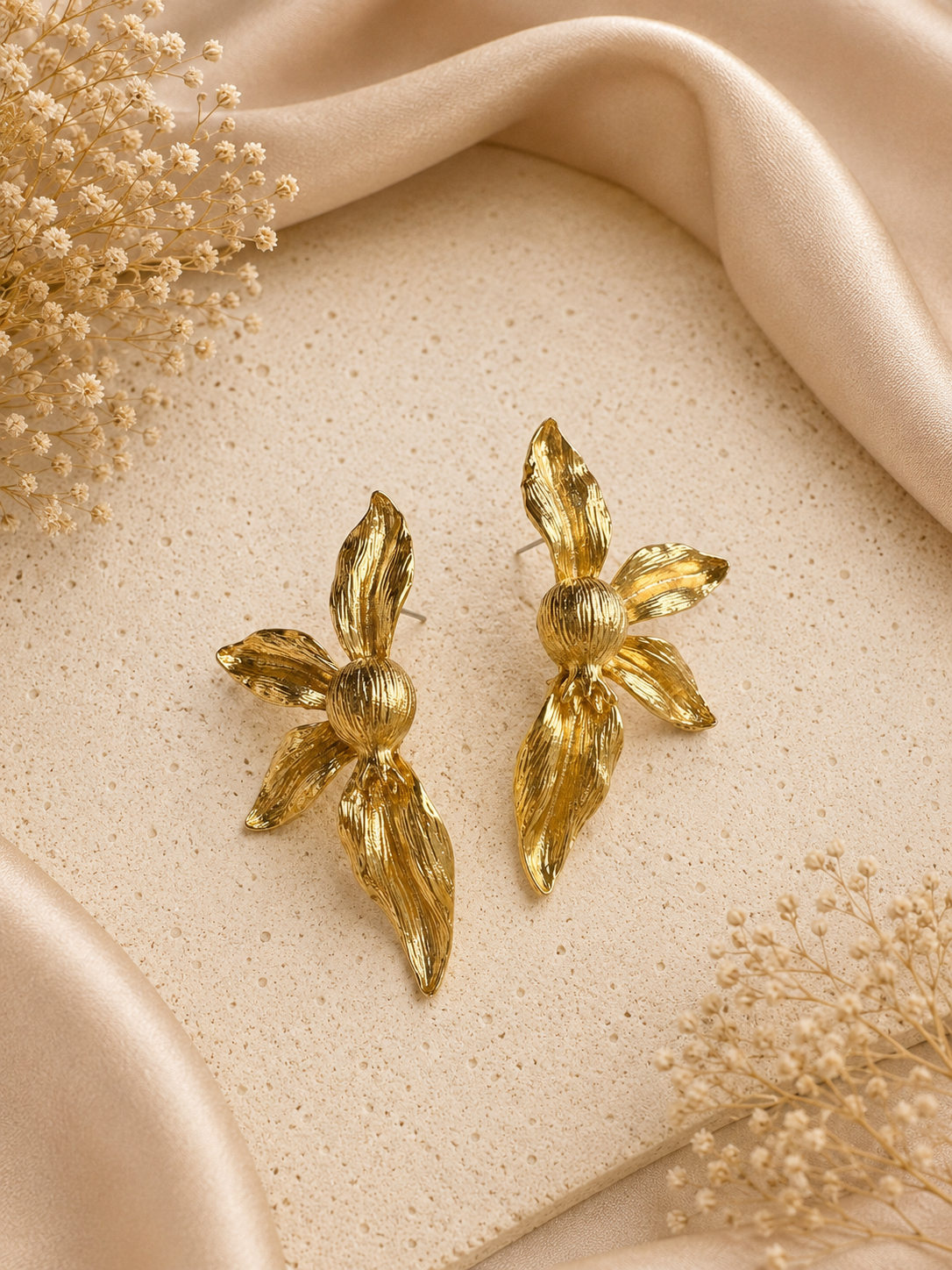 Gilded Orchid Bloom Earrings