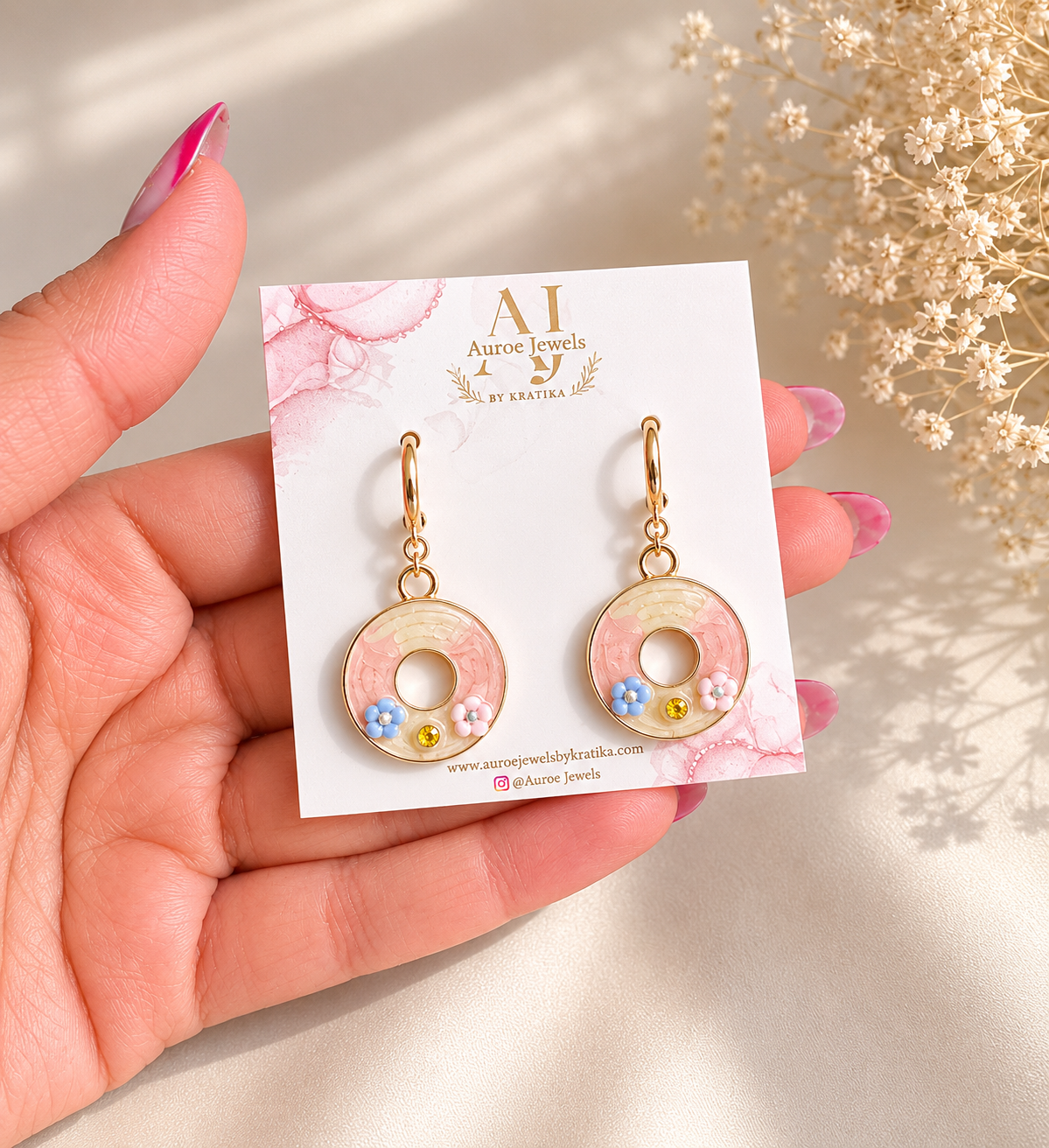 Pastel Blossom Hoop Earrings