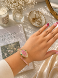 Pink Stoned Open Head Snake Watch