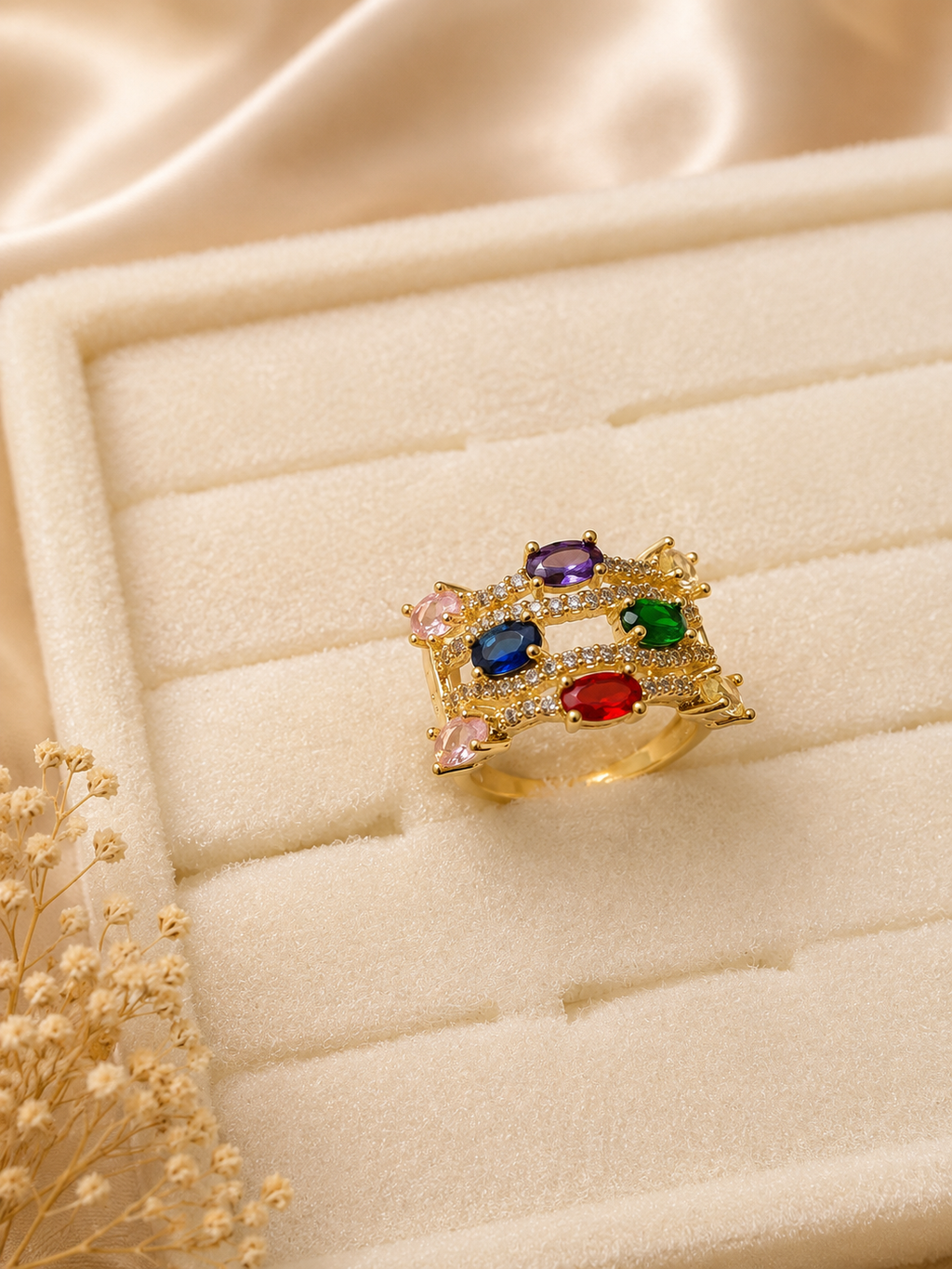 Gemstone Glow Adjustable Ring