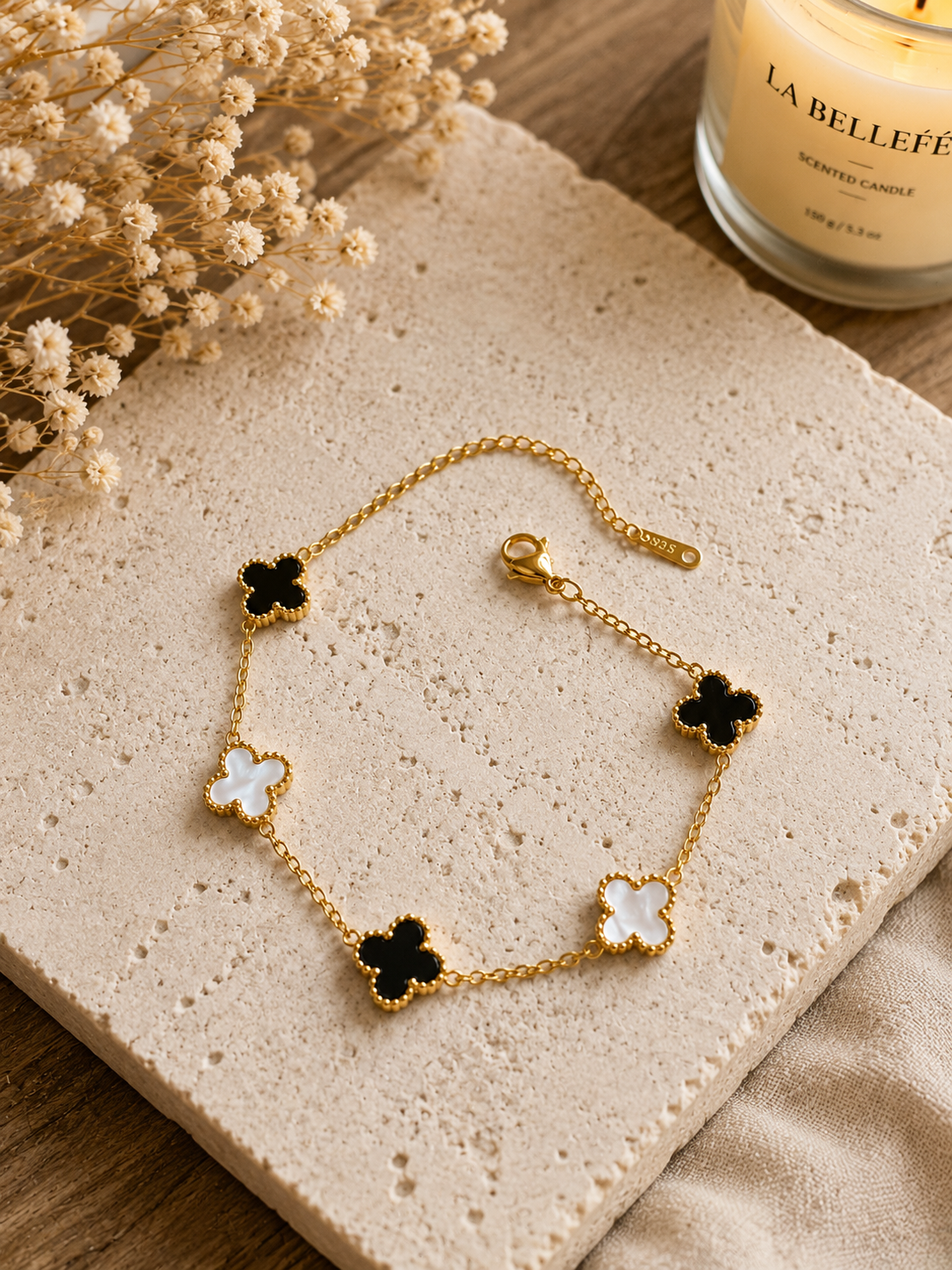 Black & White Mini Clover Bracelet