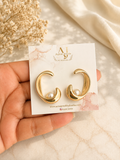Golden Pearl Crescent Earrings