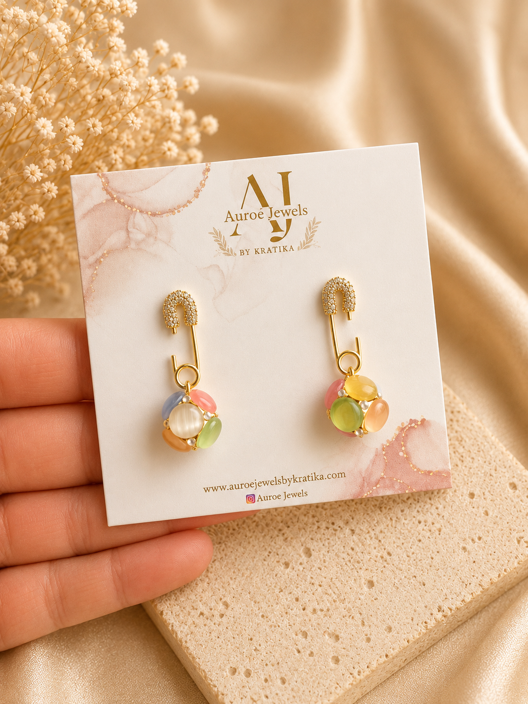 Pastel Charm Safety Pin Earrings