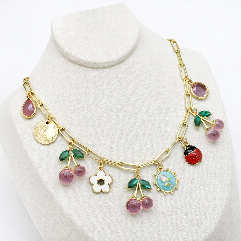 Cherry Blossom Charm Necklace