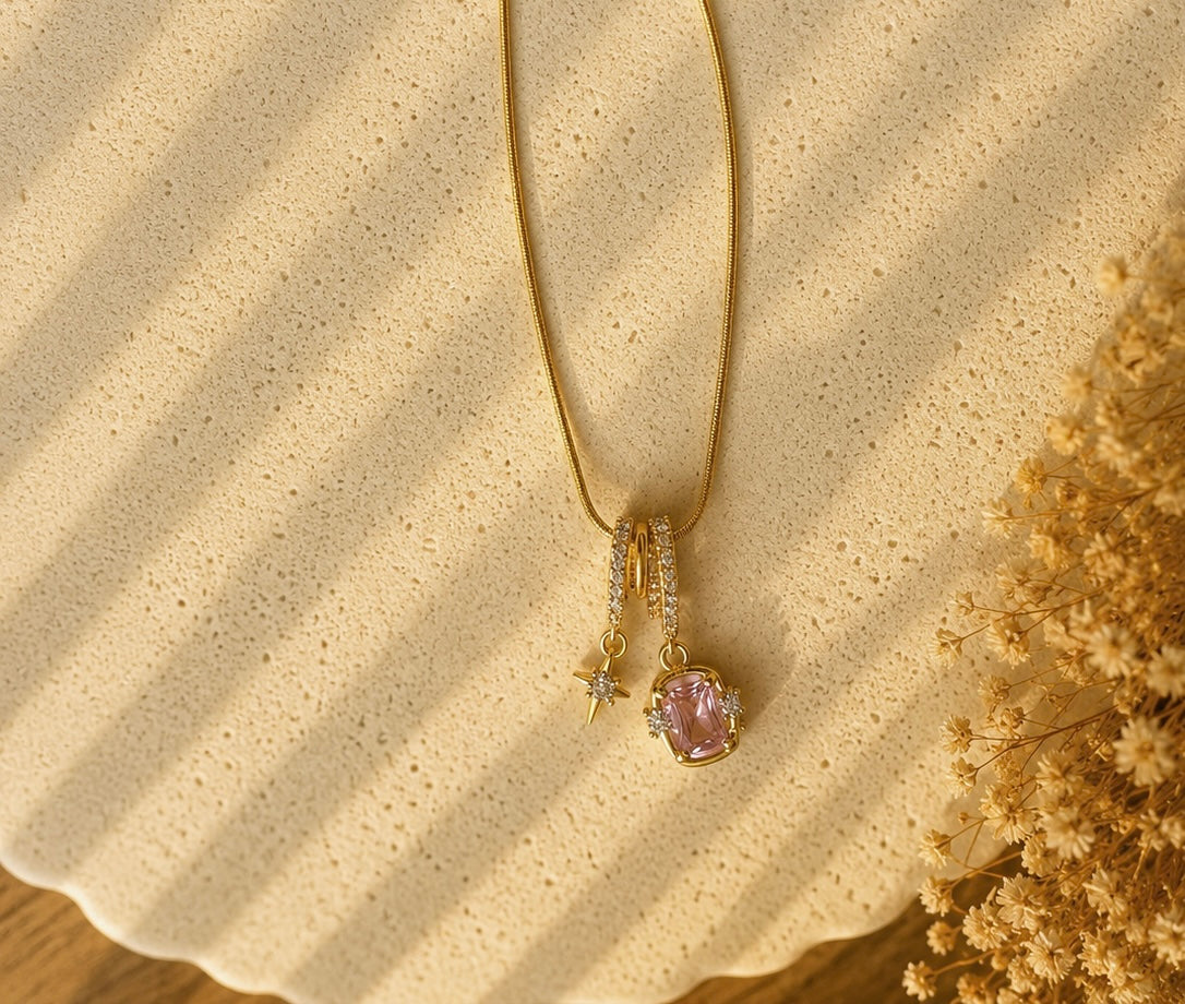 Starlit Blush Charm Necklace